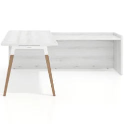 Mesa de despacho en L Arki fondo 80cm con ala WorkPlus estructura blanco