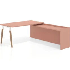 Mesa de despacho en L Arki fondo 80cm con ala WorkPlus estructura blanco