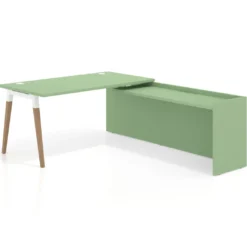Mesa de despacho en L Arki fondo 80cm con ala WorkPlus estructura blanco
