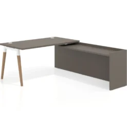 Mesa de despacho en L Arki fondo 80cm con ala WorkPlus estructura blanco
