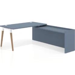 Mesa de despacho en L Arki fondo 80cm con ala WorkPlus estructura blanco