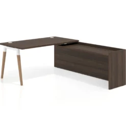 Mesa de despacho en L Arki fondo 80cm con ala WorkPlus estructura blanco
