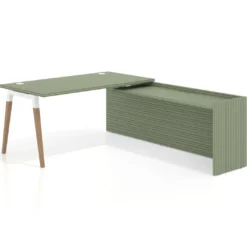 Mesa de despacho en L Arki fondo 80cm con ala WorkPlus estructura blanco