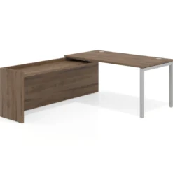 Mesa de despacho en L Kube fondo 80cm con ala WorkPlus estructura aluminio