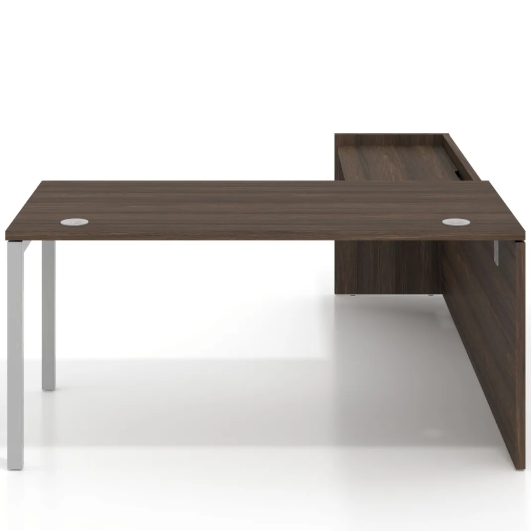 Mesa de despacho en L Kube fondo 80cm con ala WorkPlus estructura aluminio