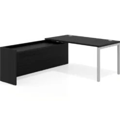 Mesa de despacho en L Kube fondo 80cm con ala WorkPlus estructura aluminio