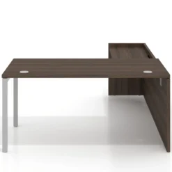 Mesa de despacho en L Kube fondo 80cm con ala WorkPlus estructura aluminio