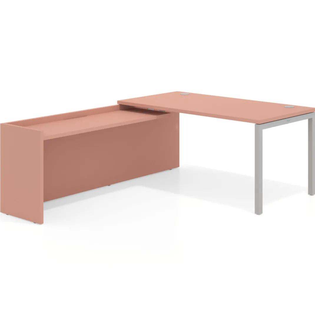 Mesa de despacho en L Kube fondo 80cm con ala WorkPlus estructura aluminio