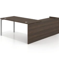 Mesa de despacho en L Kube fondo 80cm con ala WorkPlus estructura aluminio
