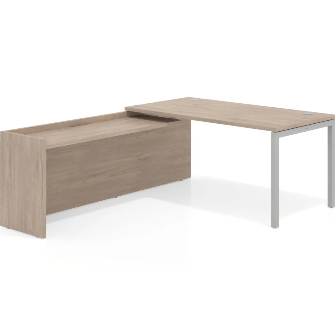 Mesa de despacho en L Kube fondo 80cm con ala WorkPlus estructura aluminio