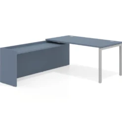 Mesa de despacho en L Kube fondo 80cm con ala WorkPlus estructura aluminio