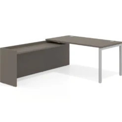 Mesa de despacho en L Kube fondo 80cm con ala WorkPlus estructura aluminio
