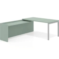 Mesa de despacho en L Kube fondo 80cm con ala WorkPlus estructura aluminio