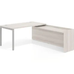 Mesa de despacho en L Kube fondo 80cm con ala WorkPlus estructura aluminio