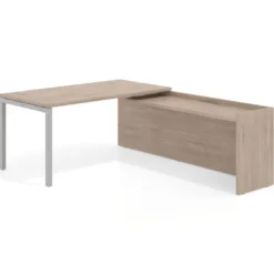 Mesa de despacho en L Kube fondo 80cm con ala WorkPlus estructura aluminio