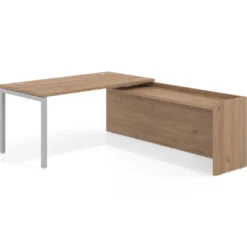 Mesa de despacho en L Kube fondo 80cm con ala WorkPlus estructura aluminio