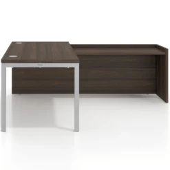 Mesa de despacho en L Kube fondo 80cm con ala WorkPlus estructura aluminio