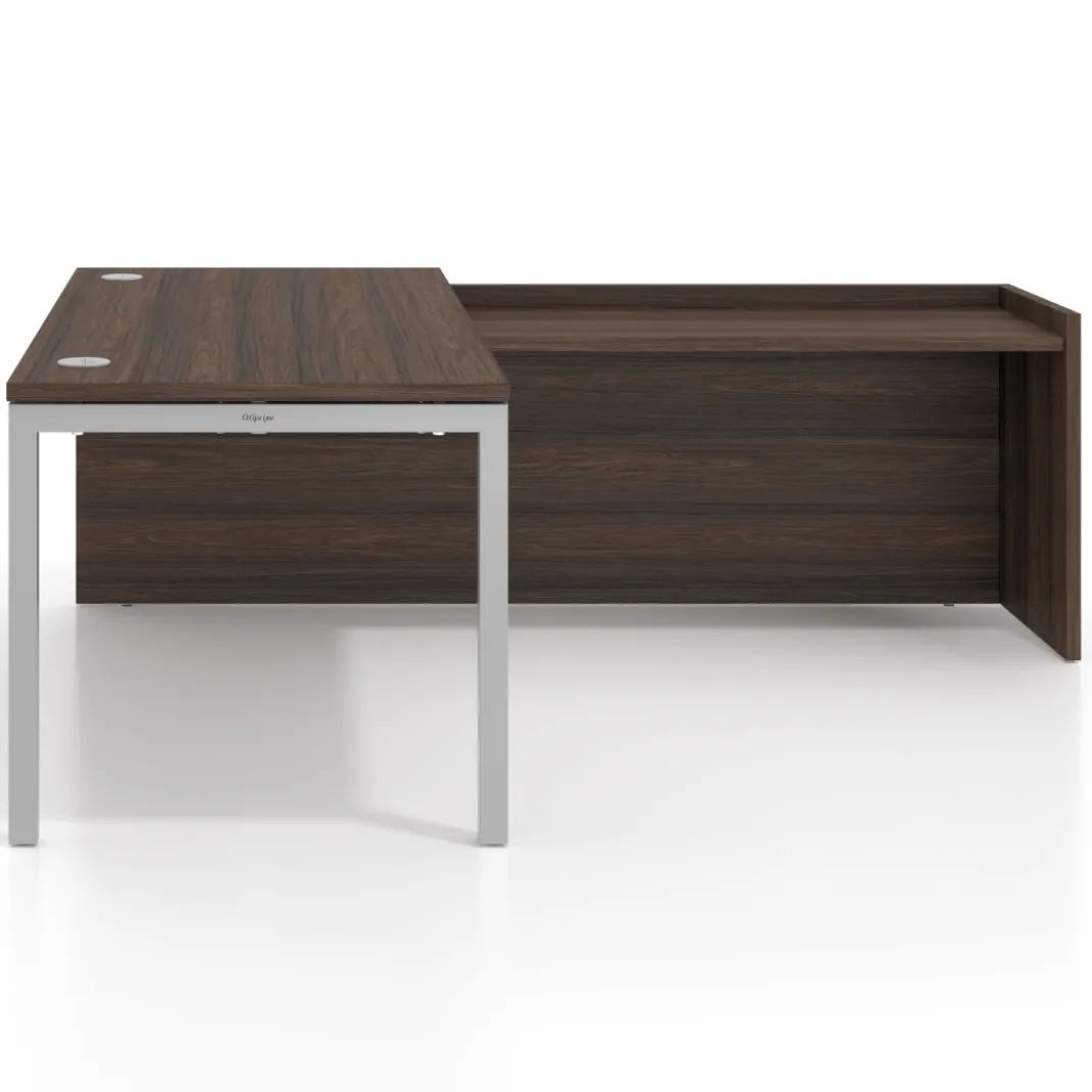 Mesa de despacho en L Kube fondo 80cm con ala WorkPlus estructura aluminio