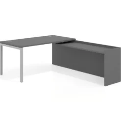 Mesa de despacho en L Kube fondo 80cm con ala WorkPlus estructura aluminio
