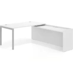 Mesa de despacho en L Kube fondo 80cm con ala WorkPlus estructura aluminio