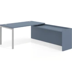 Mesa de despacho en L Kube fondo 80cm con ala WorkPlus estructura aluminio