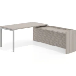 Mesa de despacho en L Kube fondo 80cm con ala WorkPlus estructura aluminio