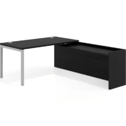 Mesa de despacho en L Kube fondo 80cm con ala WorkPlus estructura aluminio
