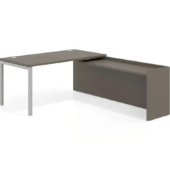 Mesa de despacho en L Kube fondo 80cm con ala WorkPlus estructura aluminio