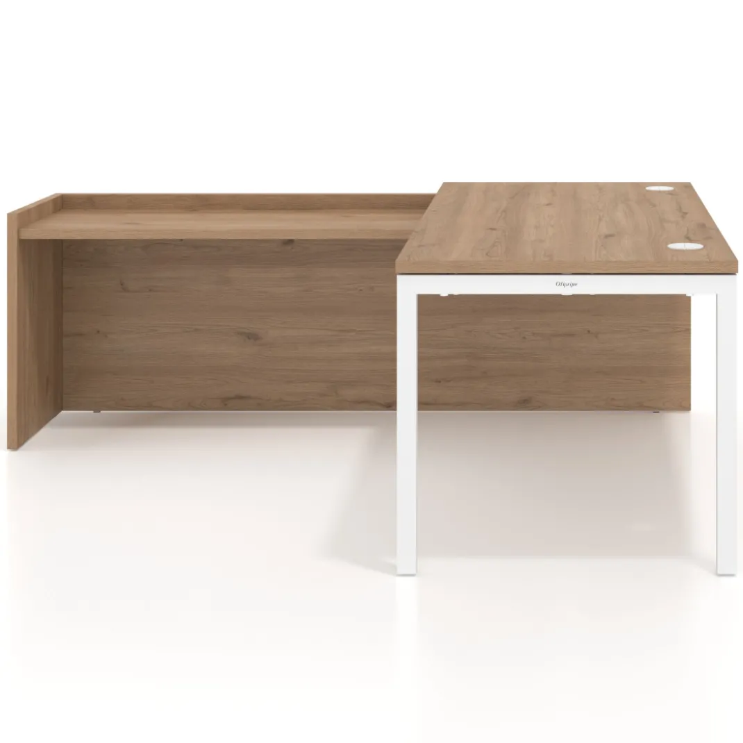 Mesa de despacho en L Kube fondo 80cm con ala WorkPlus estructura blanco