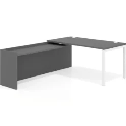 Mesa de despacho en L Kube fondo 80cm con ala WorkPlus estructura blanco