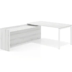 Mesa de despacho en L Kube fondo 80cm con ala WorkPlus estructura blanco