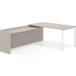 Mesa de despacho en L Kube fondo 80cm con ala WorkPlus estructura blanco