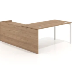 Mesa de despacho en L Kube fondo 80cm con ala WorkPlus estructura blanco