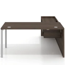 Mesa de despacho en L Kube fondo 80cm con ala+cajones WorkPlus estructura aluminio