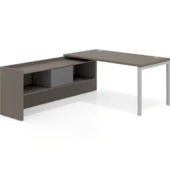 Mesa de despacho en L Kube fondo 80cm con ala+cajones WorkPlus estructura aluminio