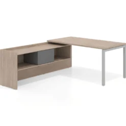 Mesa de despacho en L Kube fondo 80cm con ala+cajones WorkPlus estructura aluminio