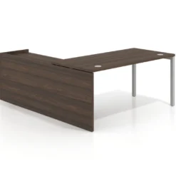 Mesa de despacho en L Kube fondo 80cm con ala+cajones WorkPlus estructura aluminio