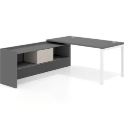 Mesa de despacho en L Kube fondo 80cm con ala+cajones WorkPlus estructura blanco