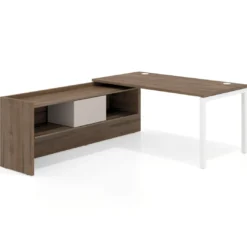 Mesa de despacho en L Kube fondo 80cm con ala+cajones WorkPlus estructura blanco
