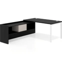 Mesa de despacho en L Kube fondo 80cm con ala+cajones WorkPlus estructura blanco