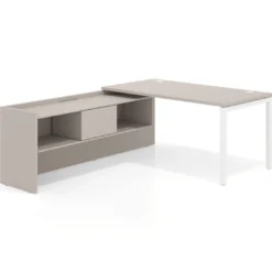 Mesa de despacho en L Kube fondo 80cm con ala+cajones WorkPlus estructura blanco