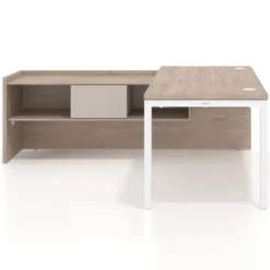 Mesa de despacho en L Kube fondo 80cm con ala+cajones WorkPlus estructura blanco