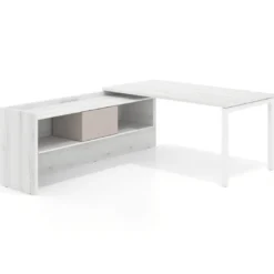 Mesa de despacho en L Kube fondo 80cm con ala+cajones WorkPlus estructura blanco