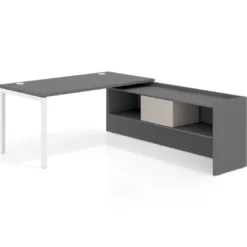Mesa de despacho en L Kube fondo 80cm con ala+cajones WorkPlus estructura blanco