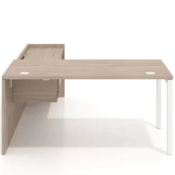 Mesa de despacho en L Kube fondo 80cm con ala+cajones WorkPlus estructura blanco