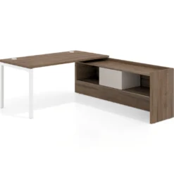 Mesa de despacho en L Kube fondo 80cm con ala+cajones WorkPlus estructura blanco