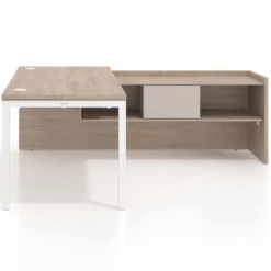 Mesa de despacho en L Kube fondo 80cm con ala+cajones WorkPlus estructura blanco