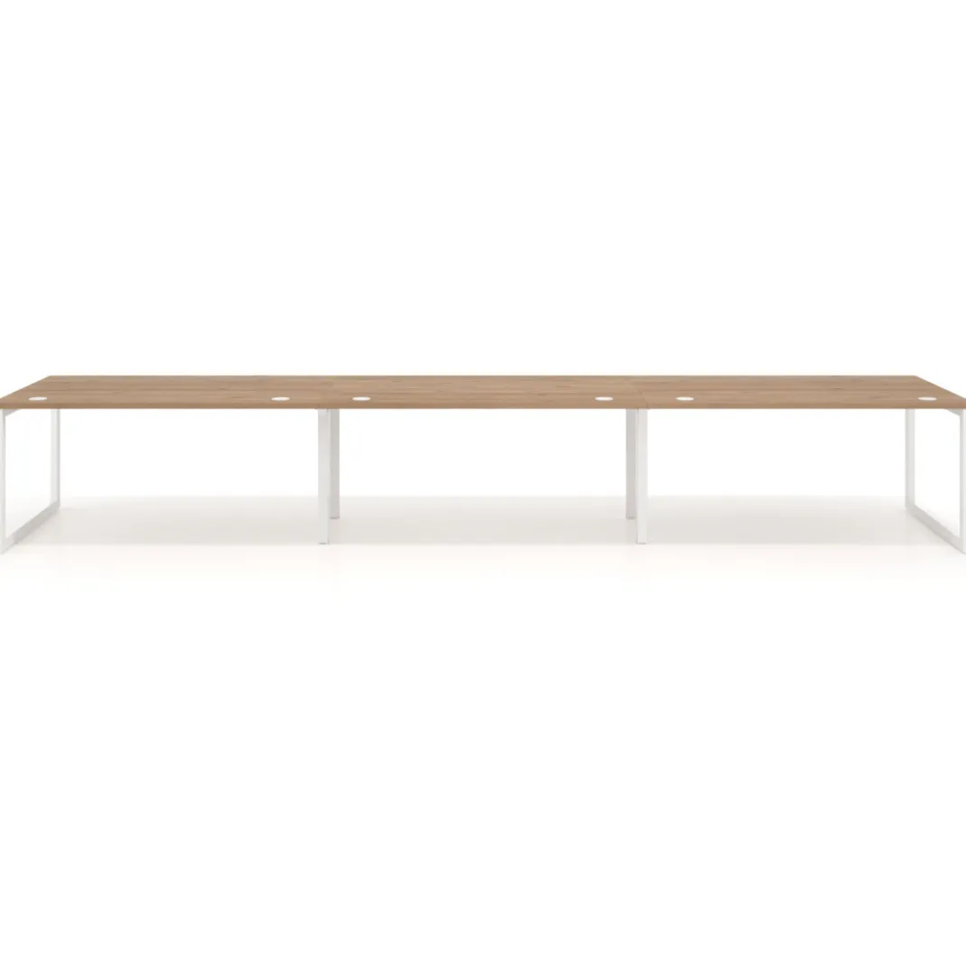 Mesa de despacho progresiva Delta triple, fondo 100cm, estructura blanca