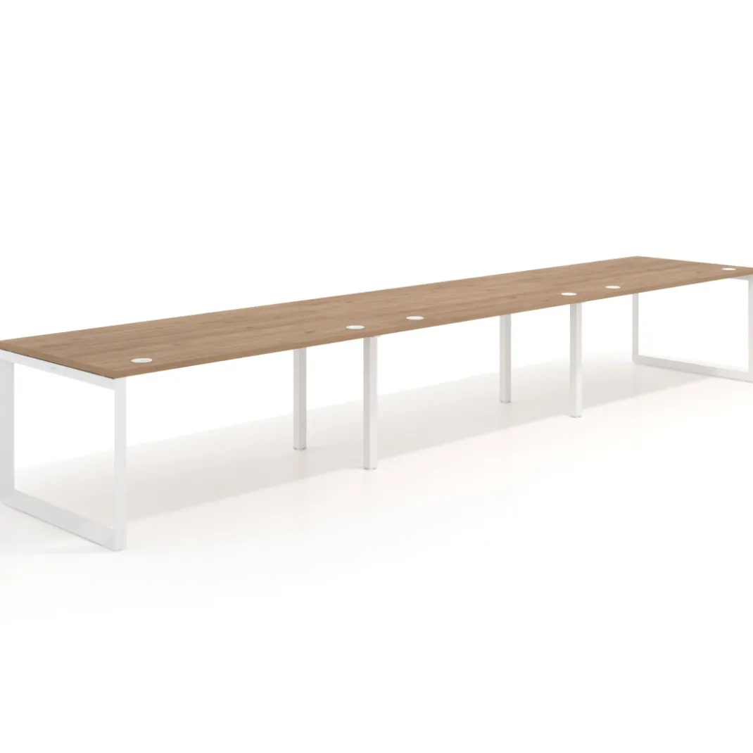 Mesa de despacho progresiva Delta triple, fondo 100cm, estructura blanca