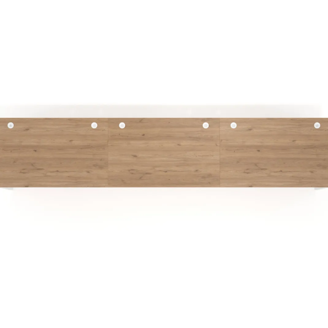 Mesa de despacho progresiva Delta triple, fondo 100cm, estructura blanca